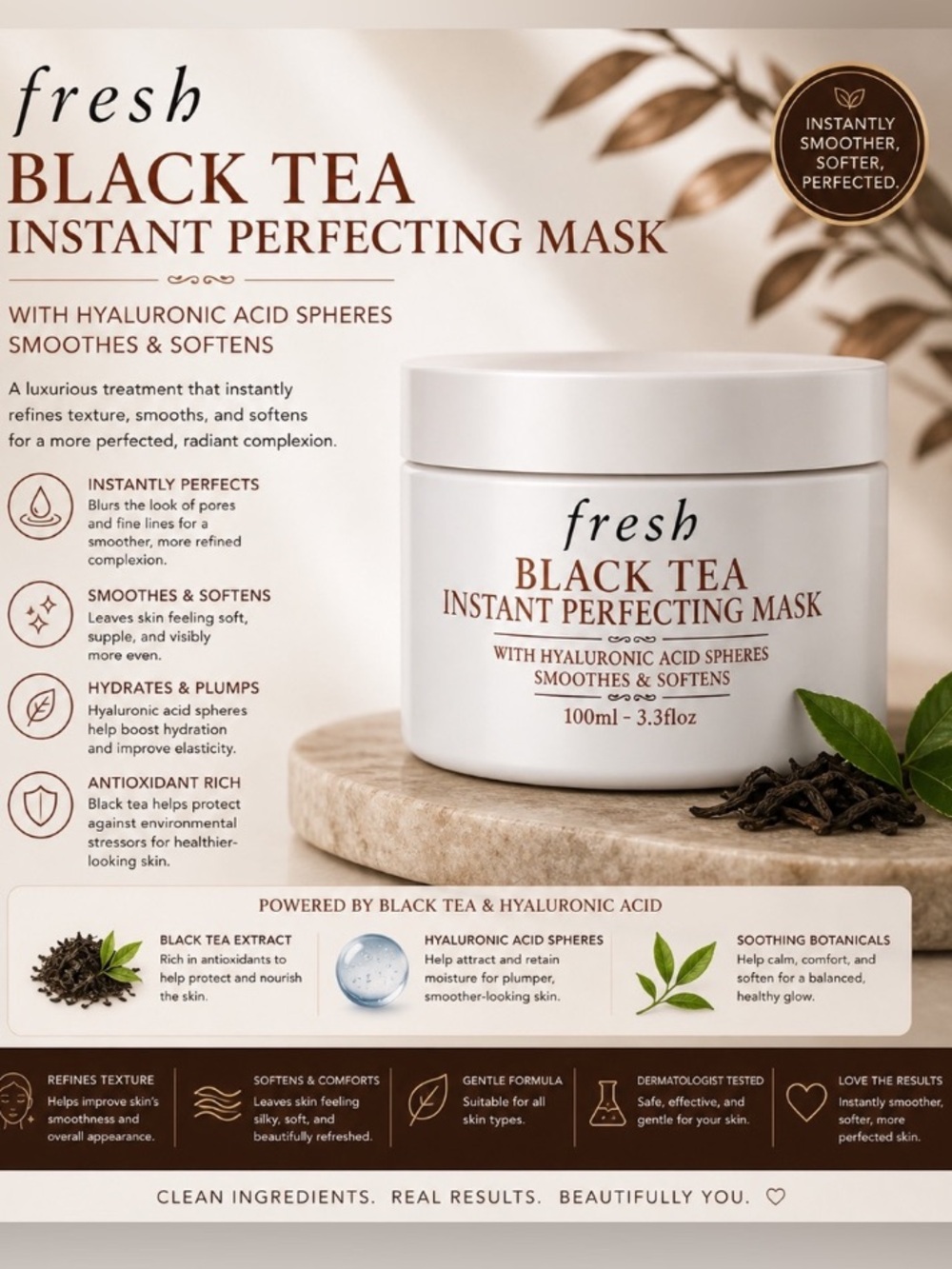 fresh Black Tea Instant Perfecting Mask 3.3 fl oz NEW! FULL SIZE! - Picture 3 of 9
